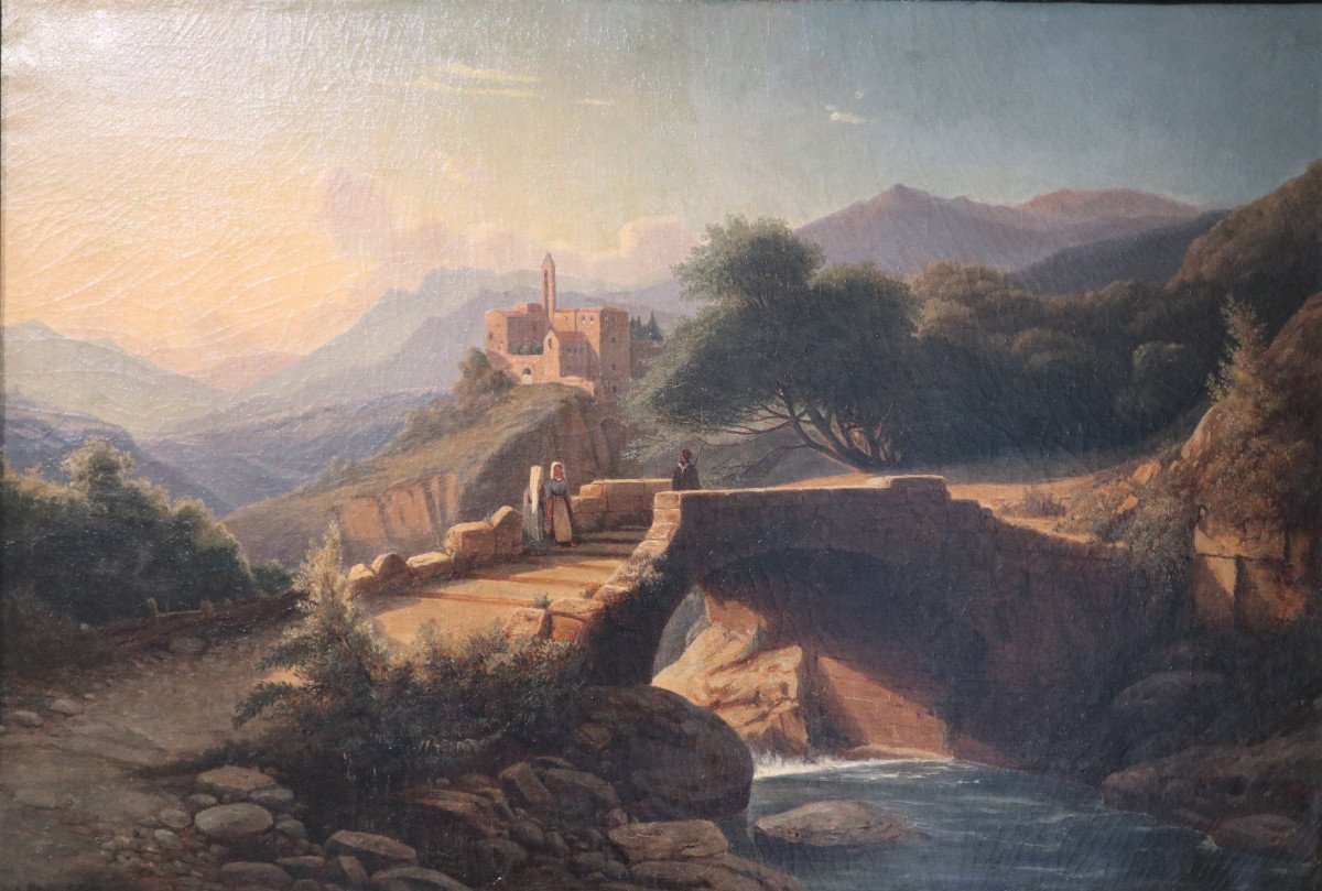 "animated Landscape At The Stone Bridge" E.mame, Oil On Canvas-photo-2