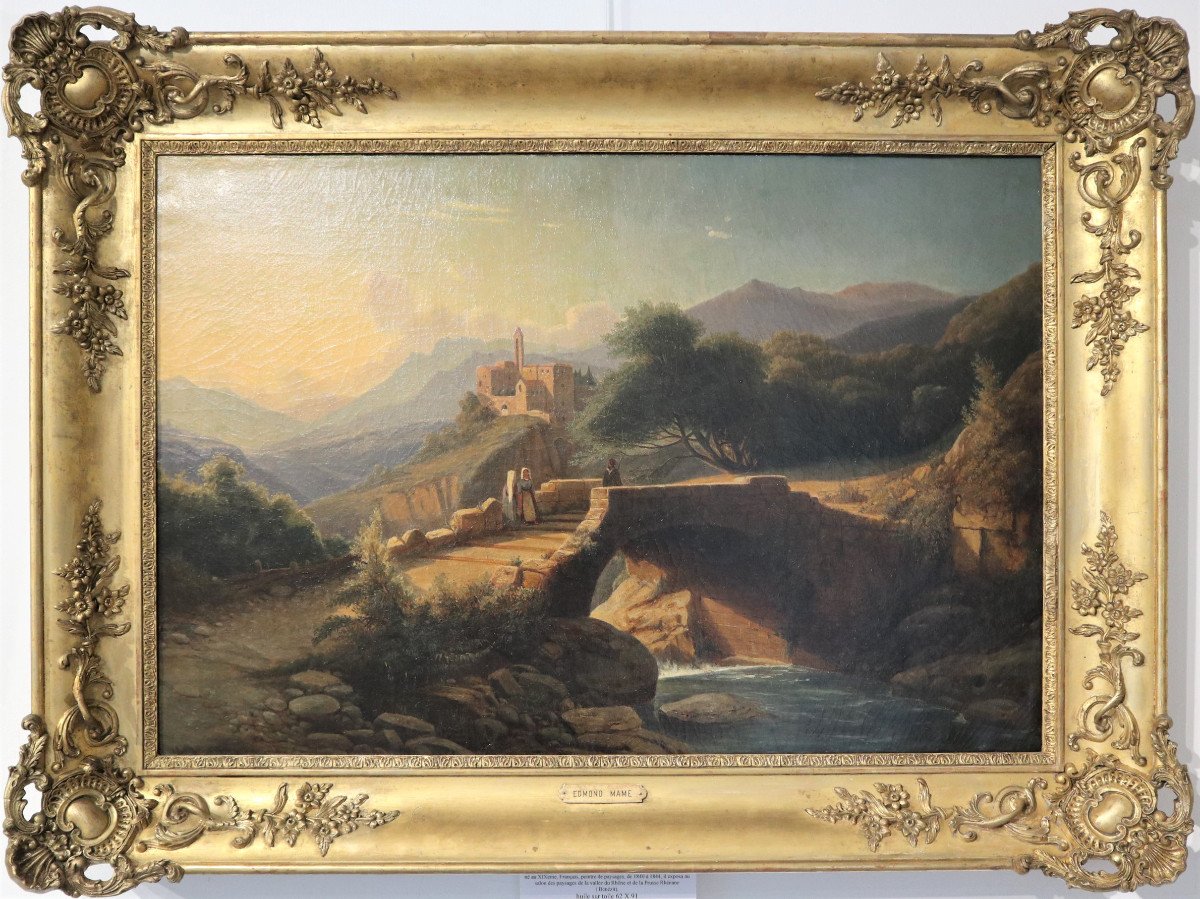 "animated Landscape At The Stone Bridge" E.mame, Oil On Canvas