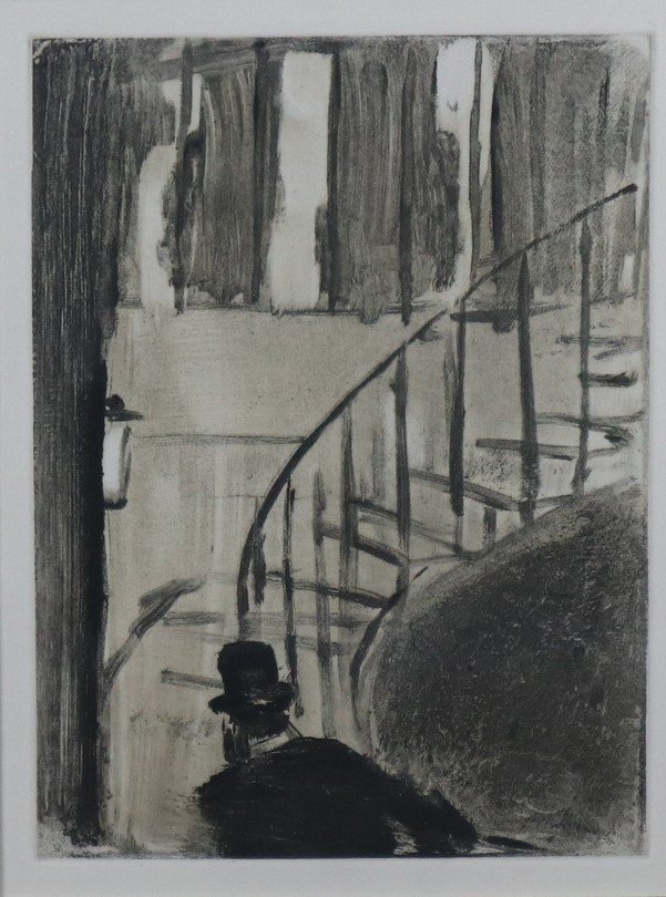 Degas Edgard (d'aprés), Eau Forte, Ludovic Halevy Montant Les Escaliers-photo-2