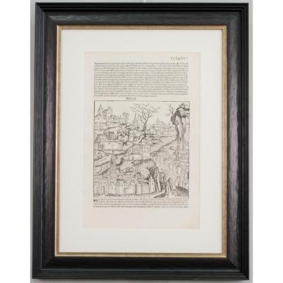 Incunable, 1493, Schedel, Nuremberg Chronicles, Framed