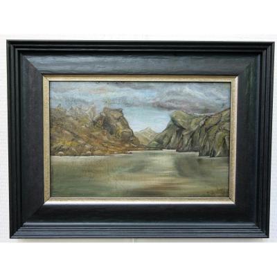 Dreamlike Landscape, Oil On Panel Signed, Dated 1889