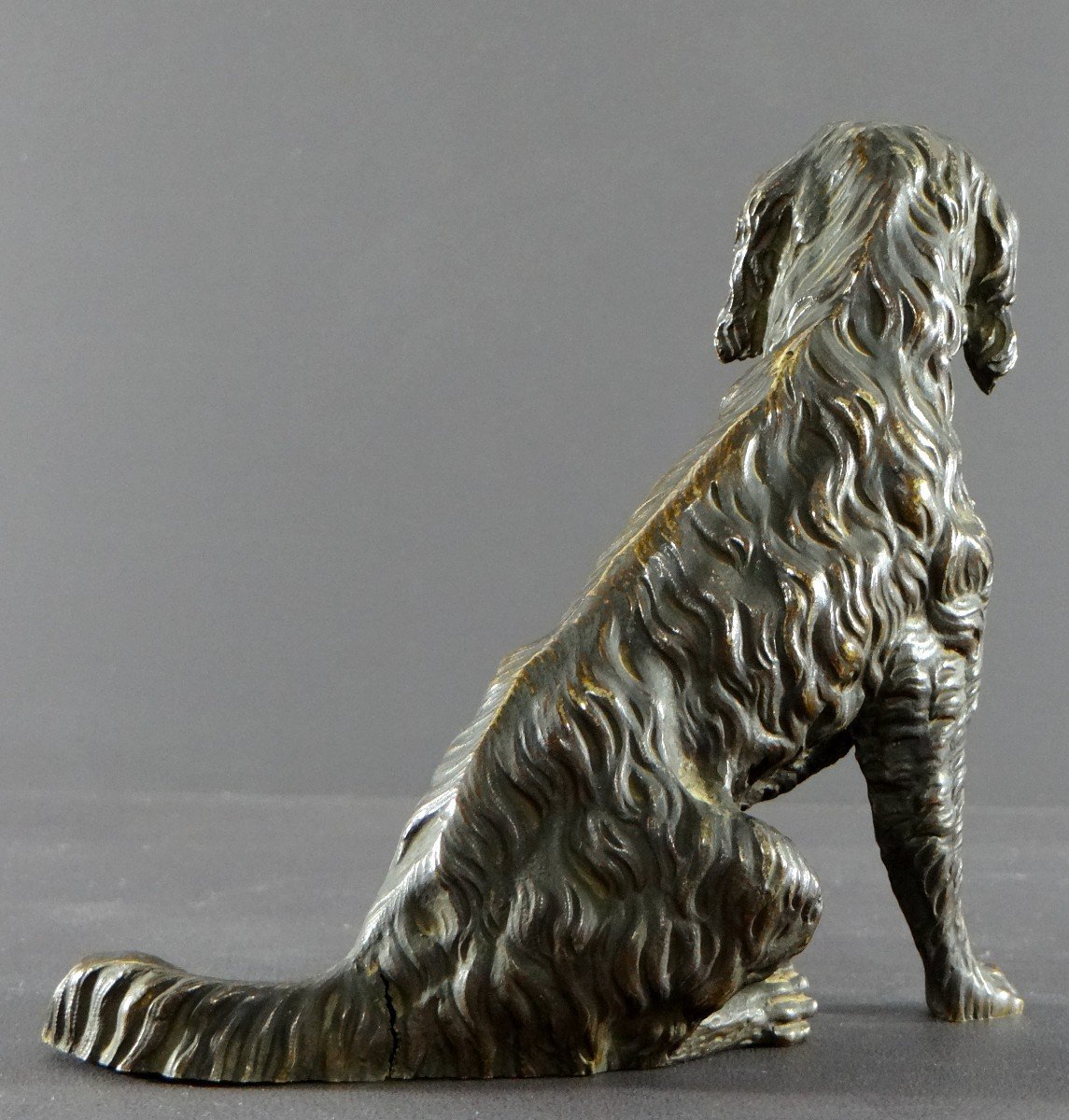 France, Early 20th Century, Bronze Dog Statuette With Movable Jaw.-photo-1