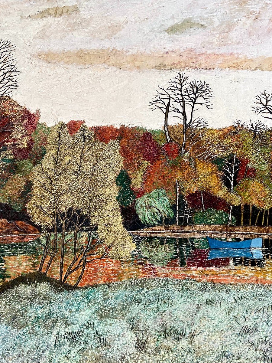 François Szulman, 1970s Painting Countryside Landscape, Autumn In Olivet.-photo-4