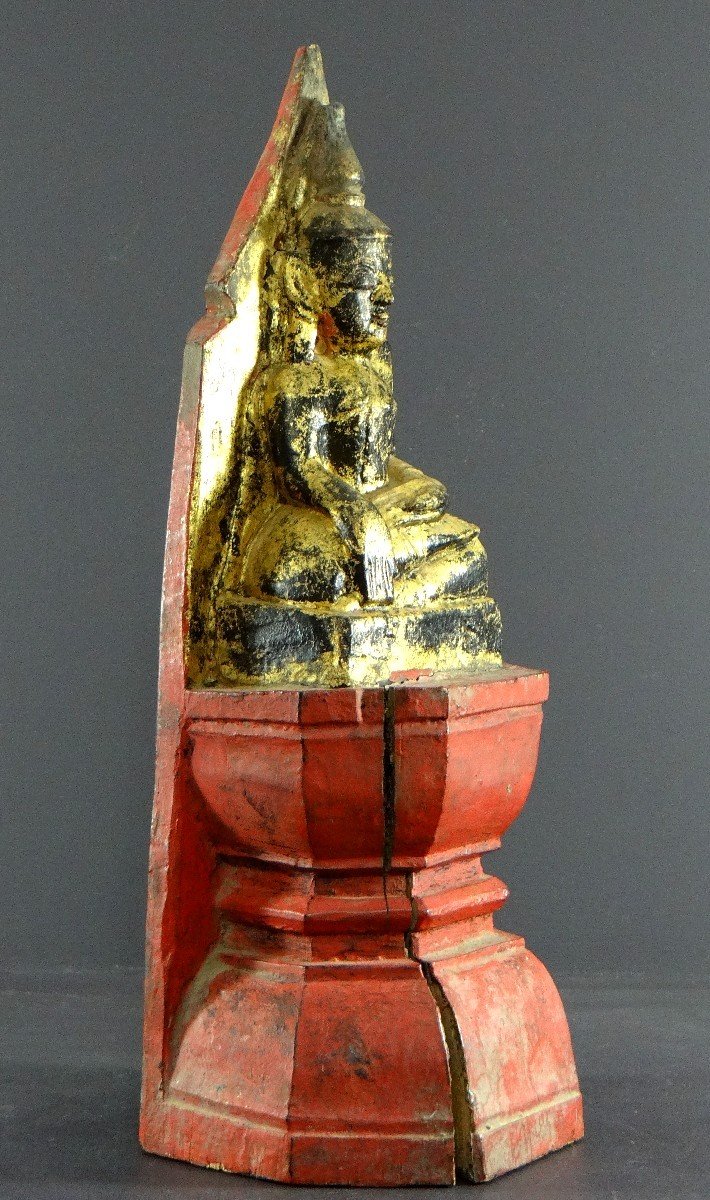 Thailand, Tai Lu Culture, Early 20th Century, Lacquered Wood Buddha Sculpture.-photo-2