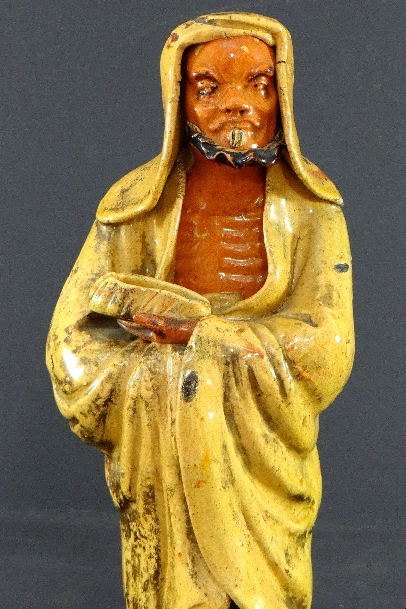 China, Beginning Of The 20th Century, Arhat Statue In Glazed Earth.-photo-1