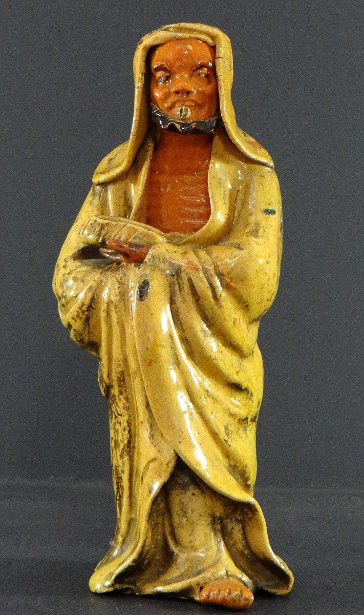 China, Beginning Of The 20th Century, Arhat Statue In Glazed Earth.