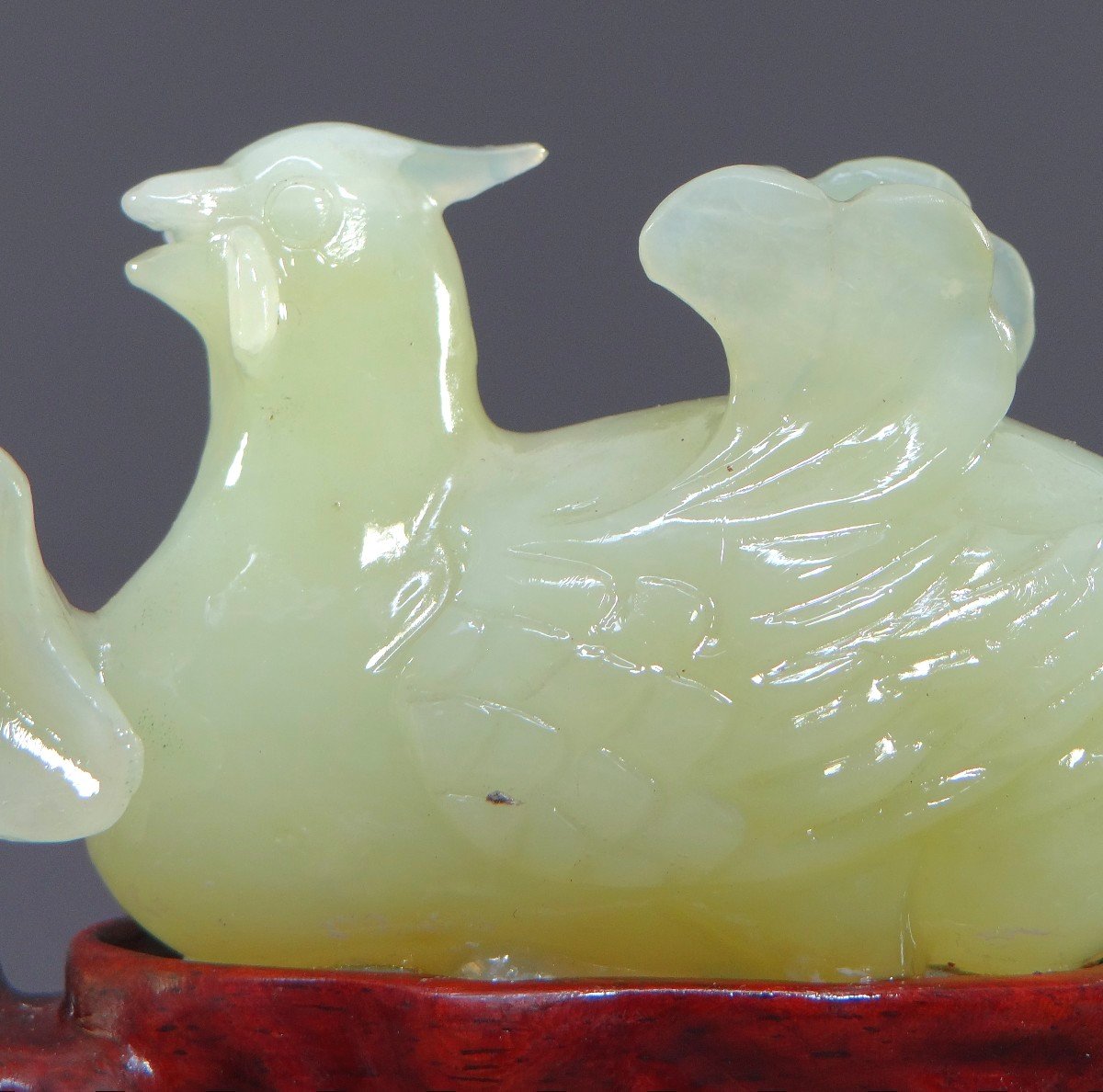 China, 1950s/1960s, Jade Duck And Flower Sculpture.-photo-6