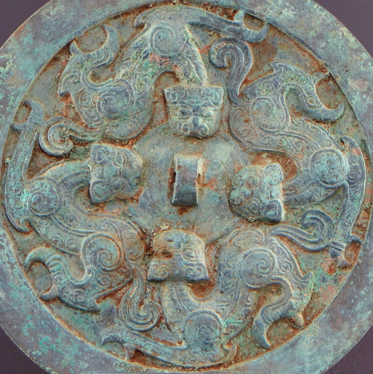 China, Qing Dynasty, Early 19th Century Or Earlier, Large Bronze Funerary Mirror.-photo-3