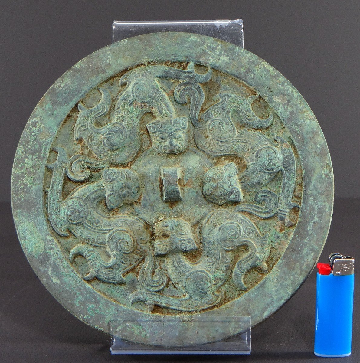 China, Qing Dynasty, Early 19th Century Or Earlier, Large Bronze Funerary Mirror.-photo-7