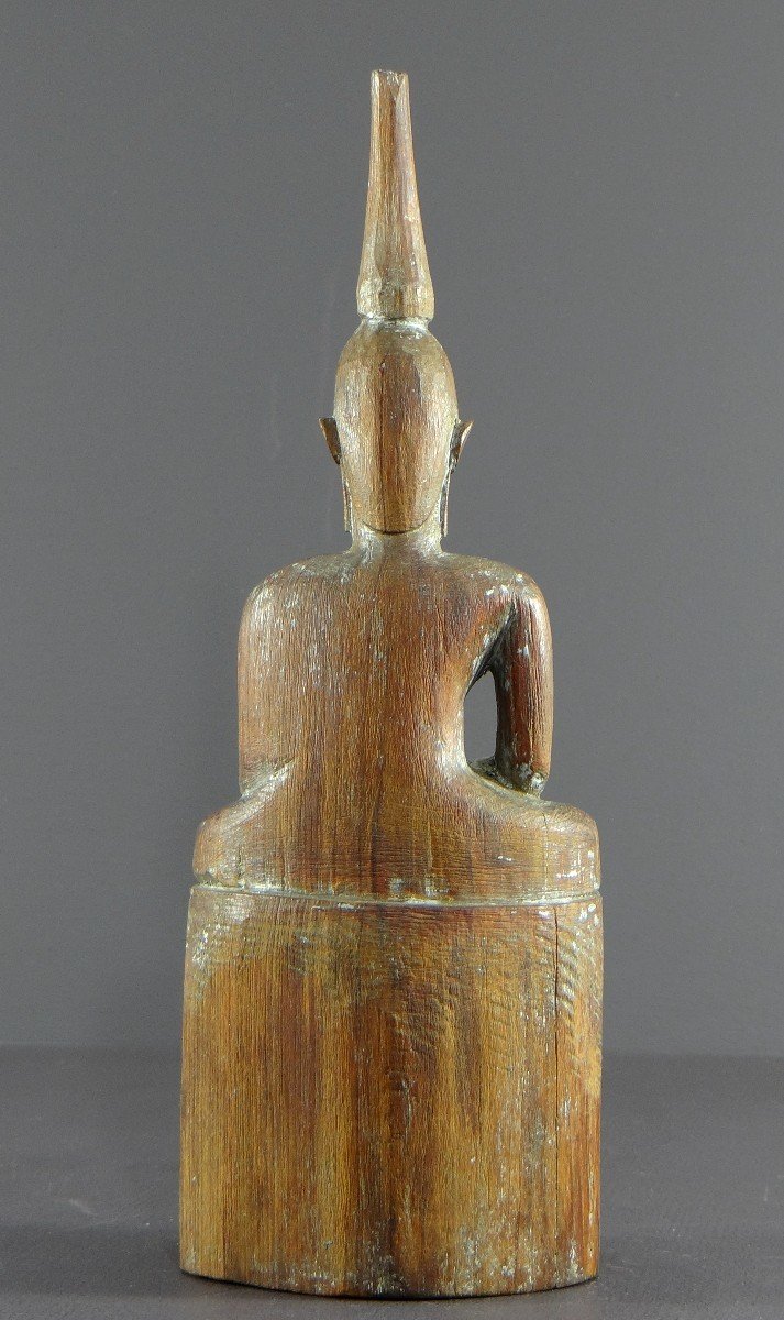 Laos, 1950s, Carved Wooden Statue Of Buddha Dhyana-mudra Position.-photo-4