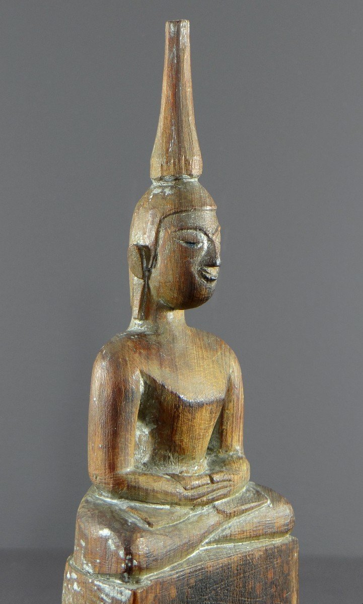 Laos, 1950s, Carved Wooden Statue Of Buddha Dhyana-mudra Position.-photo-2