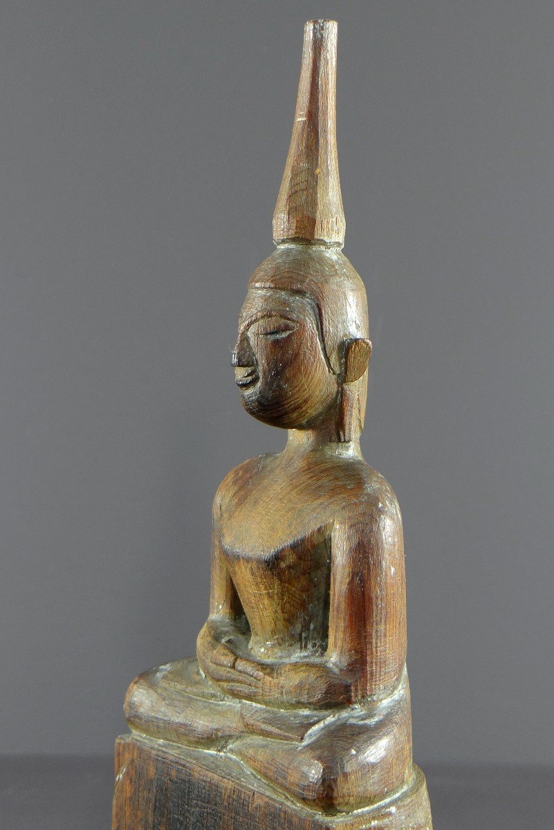 Laos, 1950s, Carved Wooden Statue Of Buddha Dhyana-mudra Position.-photo-3