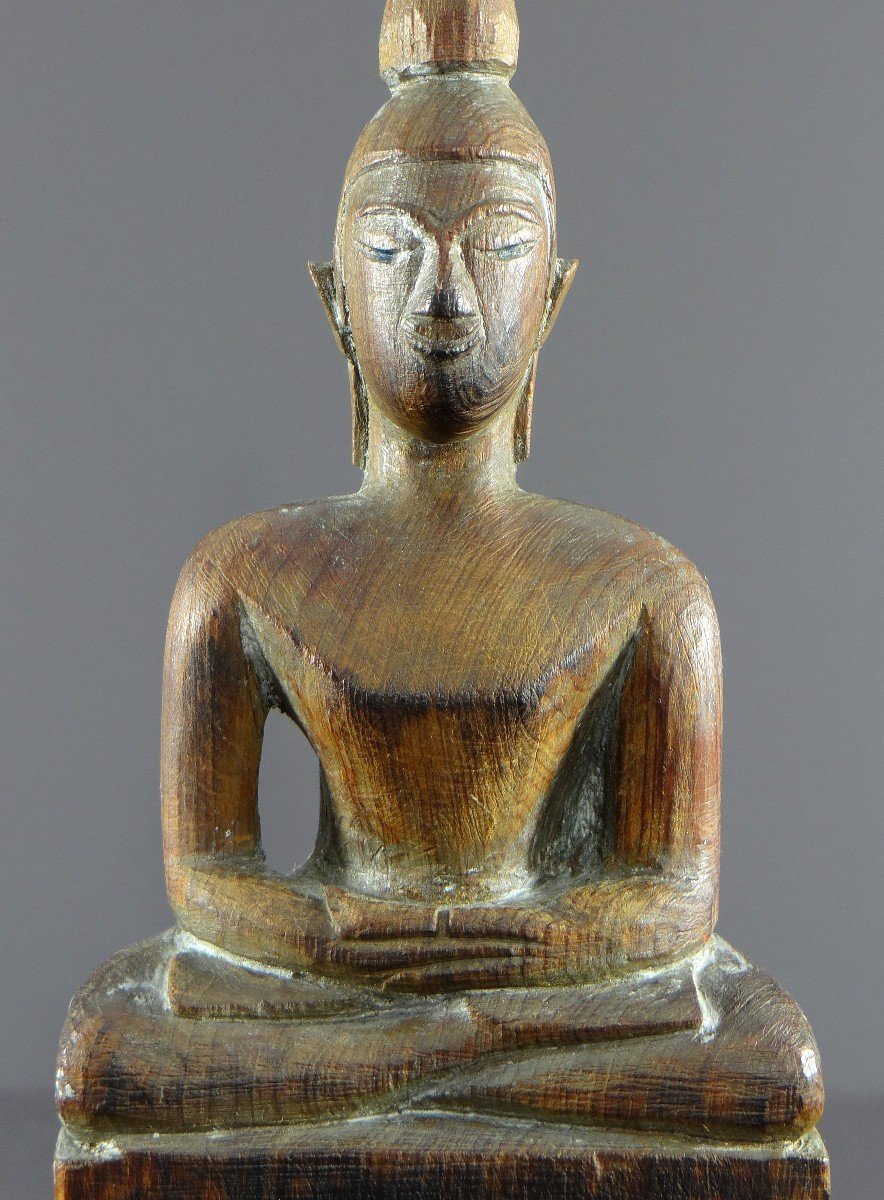 Laos, 1950s, Carved Wooden Statue Of Buddha Dhyana-mudra Position.-photo-4