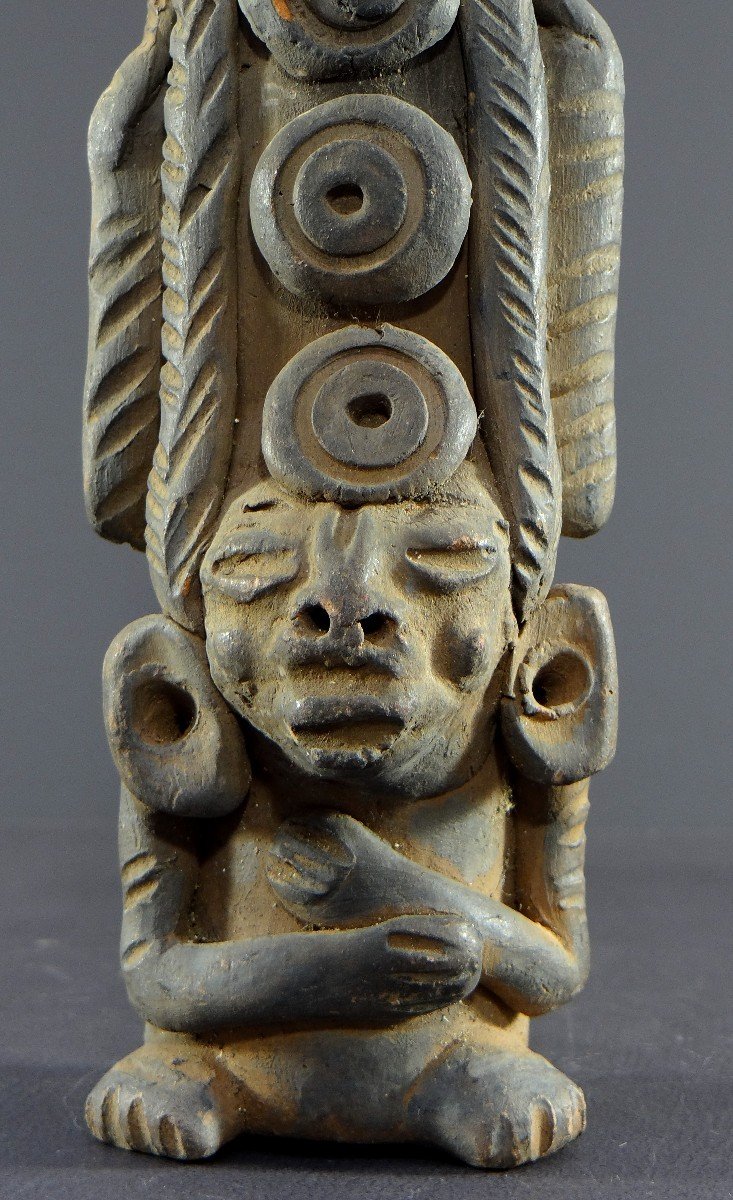 Peru, 1930s/1950s, Terracotta Statuette In The Spirit Of Pre-columbian Creations. -photo-3