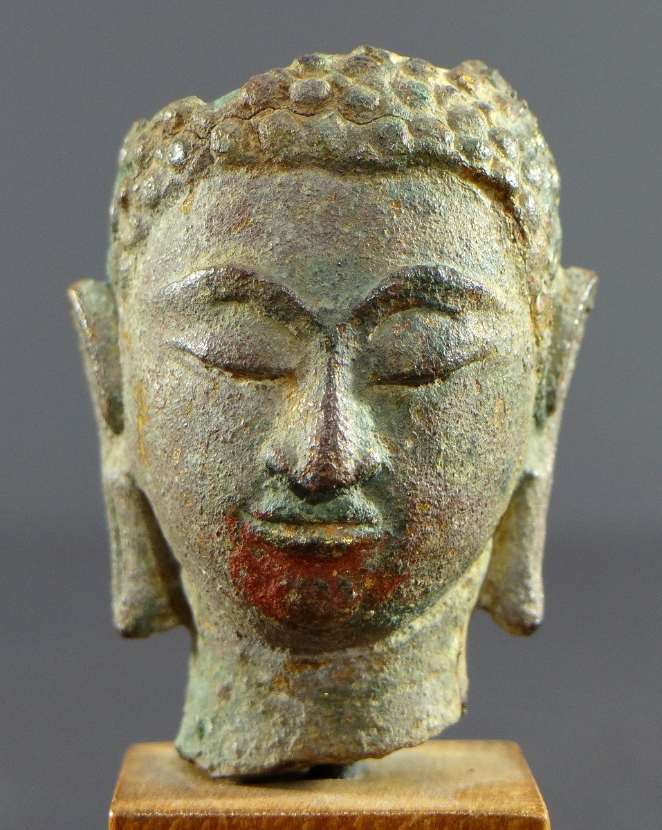 Siam, Sukhothai, 15th-16th Century, Bronze Buddha Head. -photo-2