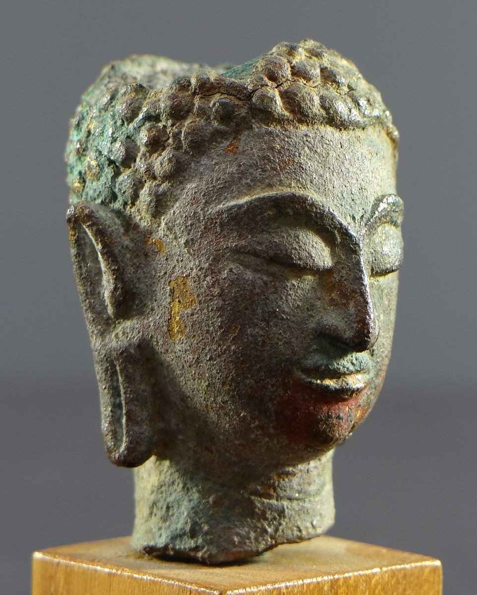 Siam, Sukhothai, 15th-16th Century, Bronze Buddha Head. -photo-3