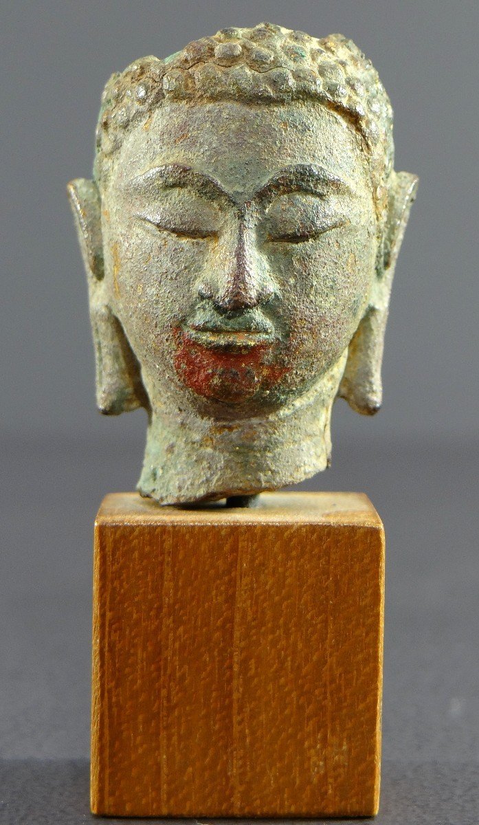 Siam, Sukhothai, 15th-16th Century, Bronze Buddha Head. 