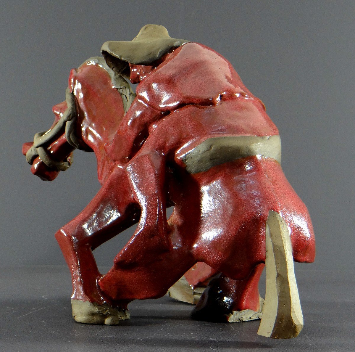 Philippe Rochette-castel (1941-2023) Ceramic Sculpture Depicting A Rider On His Mount-photo-3