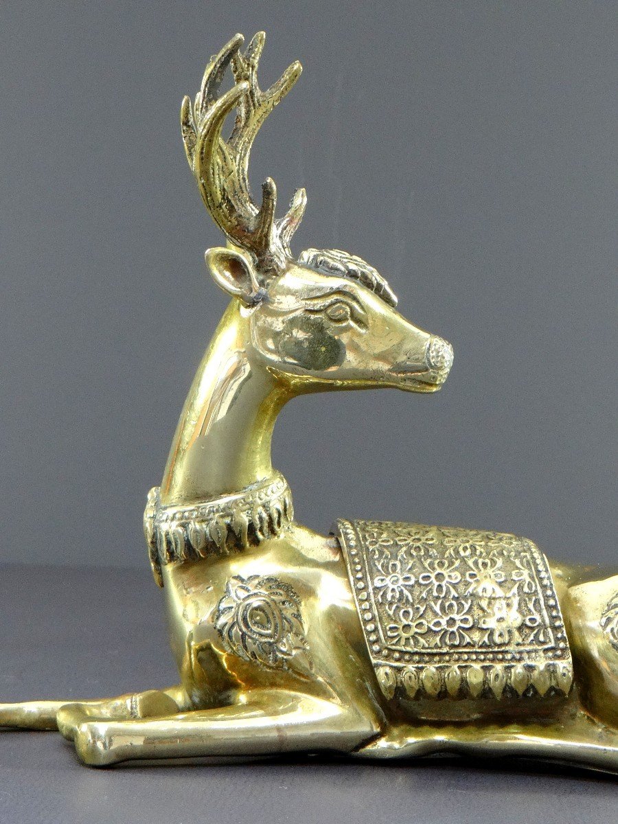 Thailand, 1960s, Bronze Sculpture Depicting A Lying Deer.-photo-4