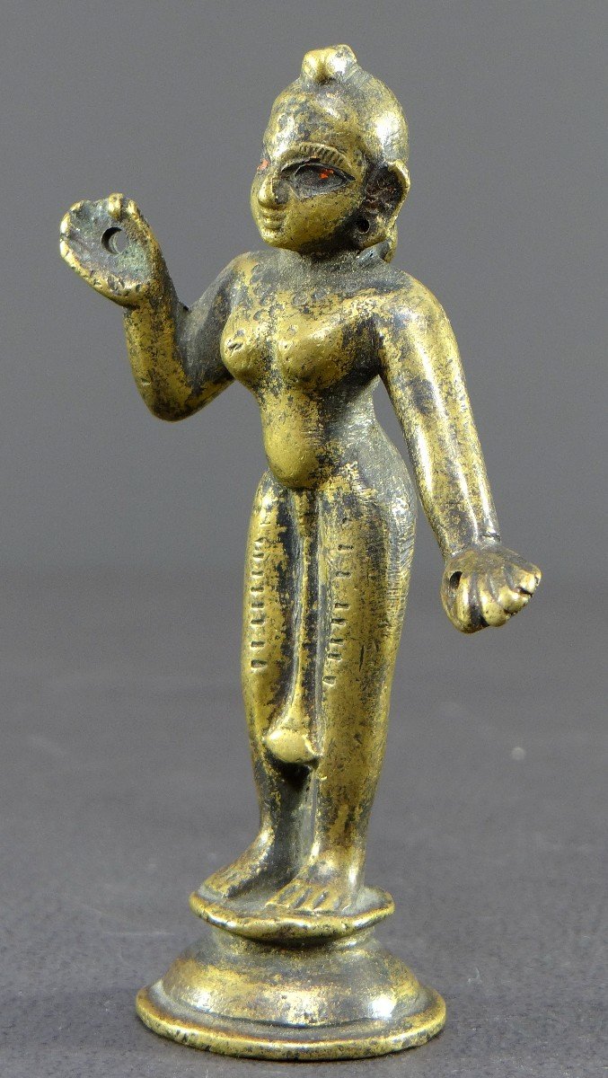 Inde, XIXème Siècle Ou Antérieure, Ancienne Statuette De Rhada En Bronze. -photo-3