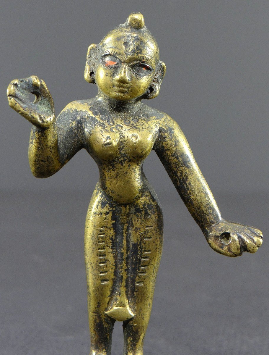 Inde, XIXème Siècle Ou Antérieure, Ancienne Statuette De Rhada En Bronze. -photo-1