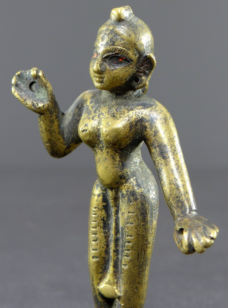 Inde, XIXème Siècle Ou Antérieure, Ancienne Statuette De Rhada En Bronze. -photo-3