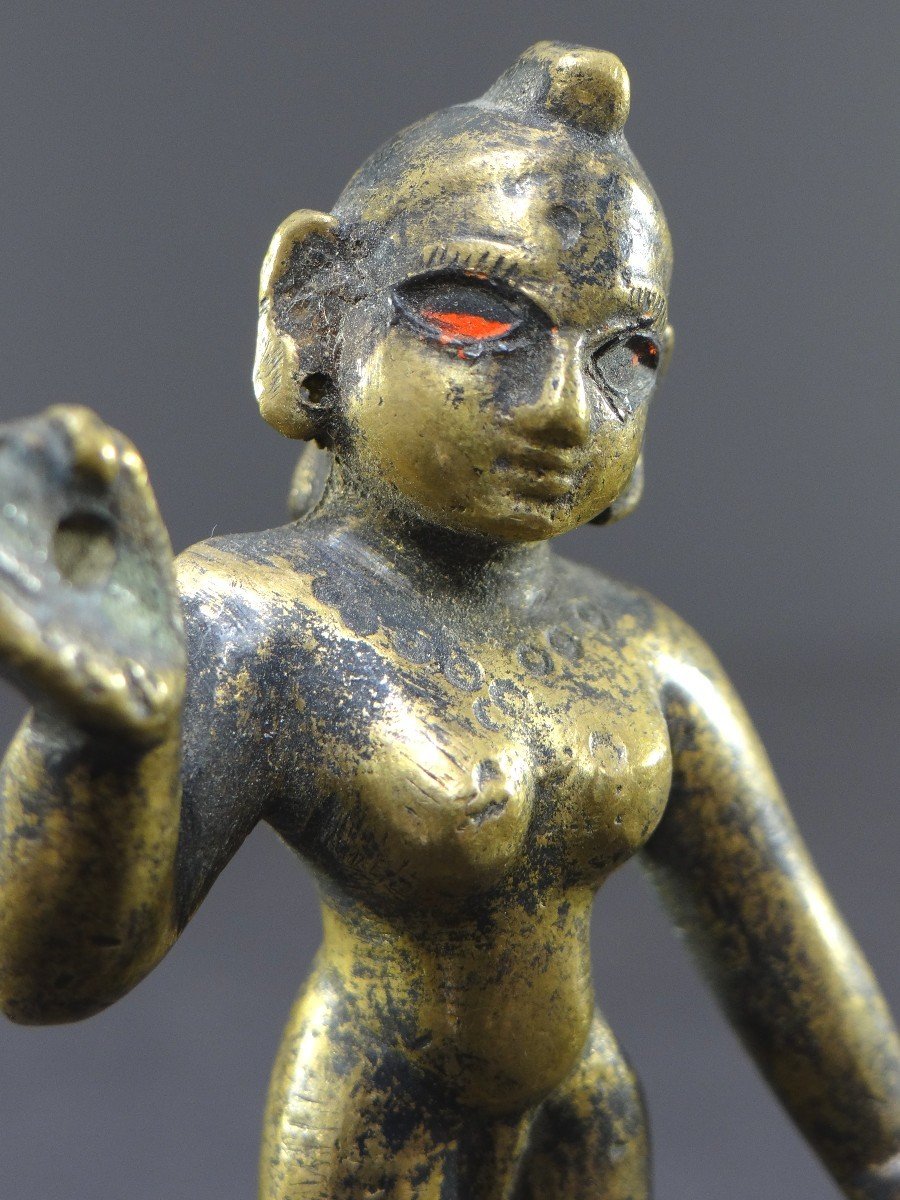 Inde, XIXème Siècle Ou Antérieure, Ancienne Statuette De Rhada En Bronze. -photo-6