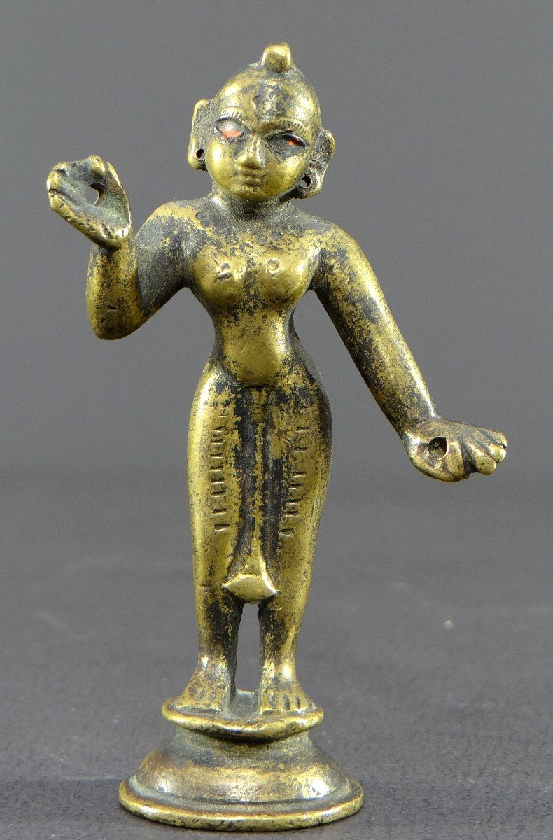 Inde, XIXème Siècle Ou Antérieure, Ancienne Statuette De Rhada En Bronze. 