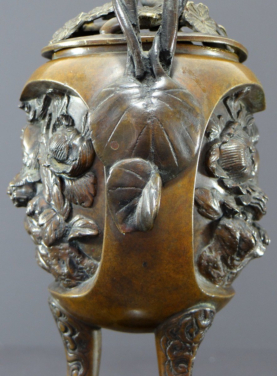 Vietnam, End Of The 19th - Beginning Of The 20th Century, Bronze Incense Burner Decorated With Fo Dogs. -photo-1