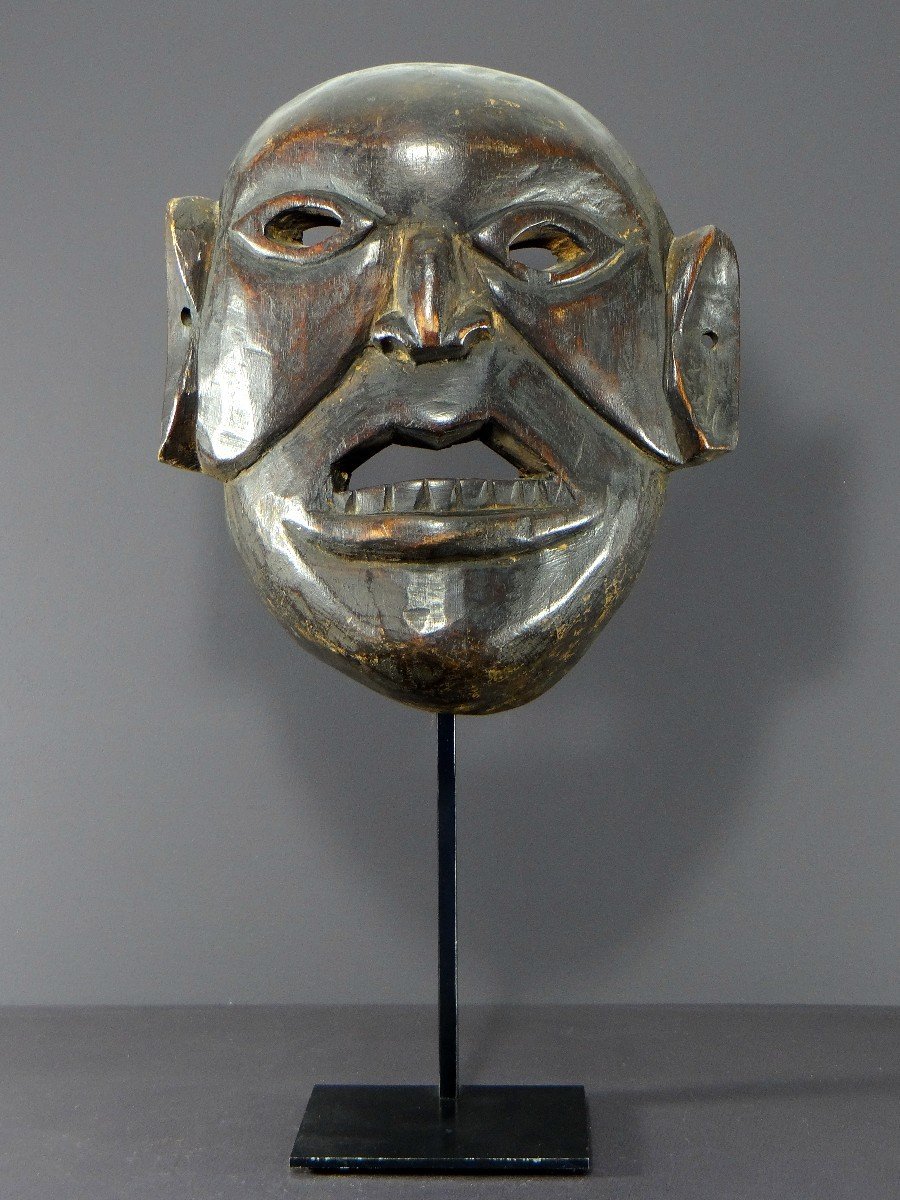 Népal, Ethnie Monpa, Première Moitié Du XXème Siècle, Masque Anthropomorphe En Bois Dur. 