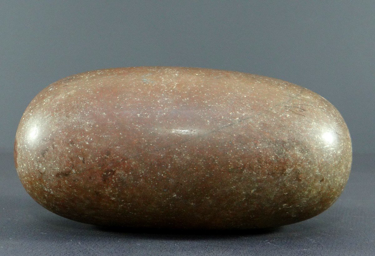 Inde, Début Du XXème Siècle, Pierre Brune De Shiva Lingam De Forme Ovale,  Parfaitement Polie.-photo-1