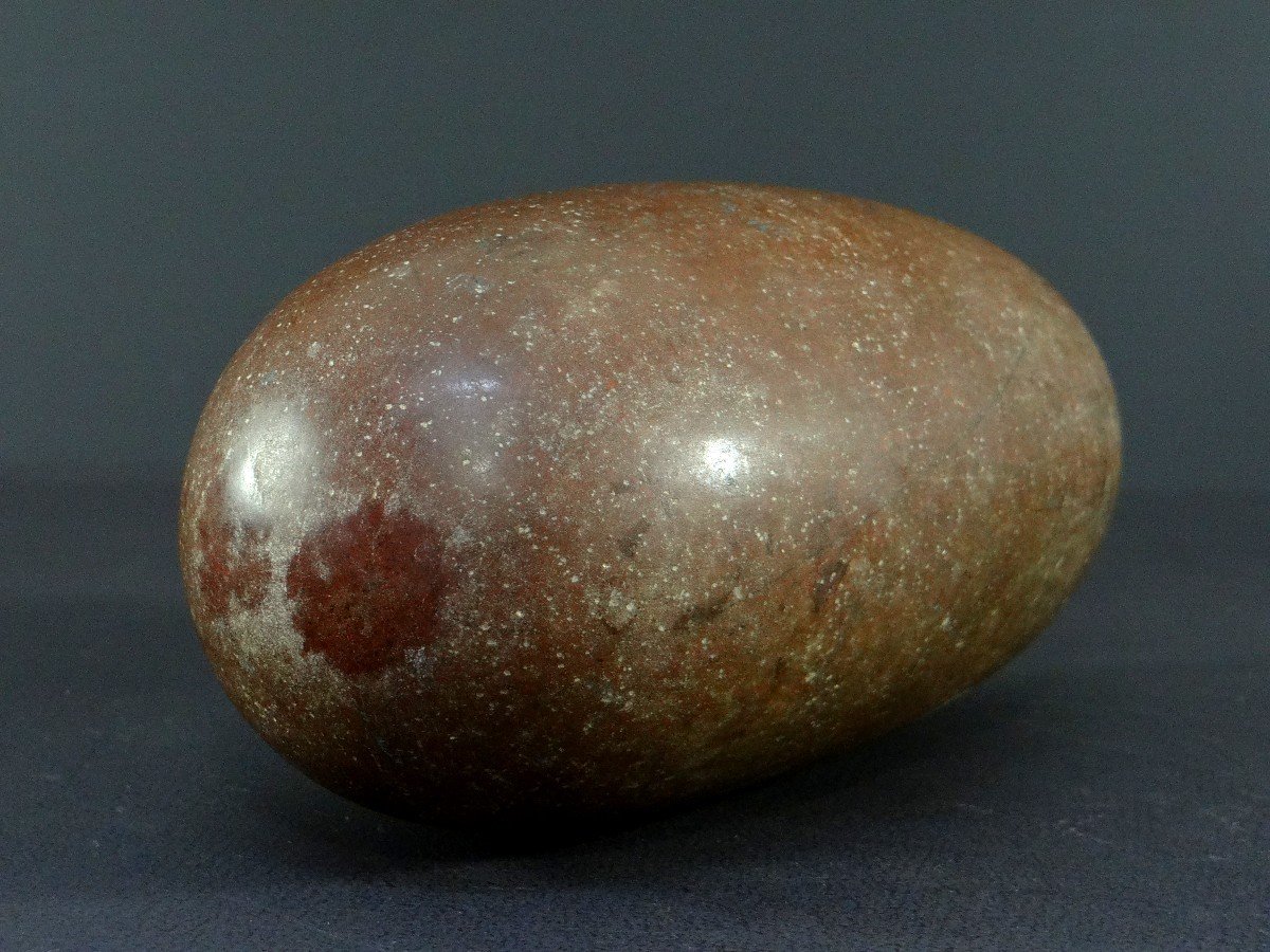 Inde, Début Du XXème Siècle, Pierre Brune De Shiva Lingam De Forme Ovale,  Parfaitement Polie.-photo-2