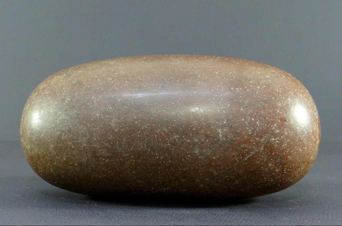 Inde, Début Du XXème Siècle, Pierre Brune De Shiva Lingam De Forme Ovale,  Parfaitement Polie.-photo-4