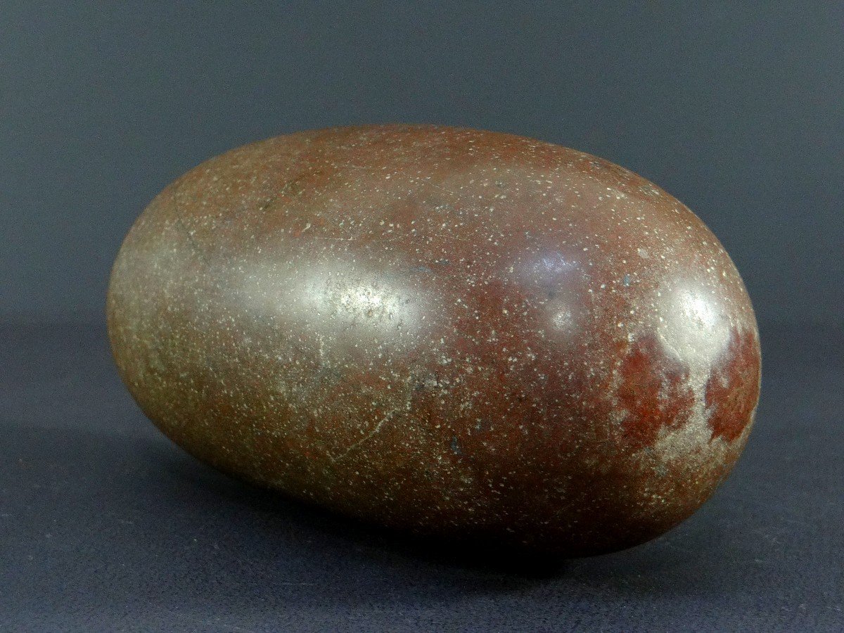 Inde, Début Du XXème Siècle, Pierre Brune De Shiva Lingam De Forme Ovale,  Parfaitement Polie.-photo-5