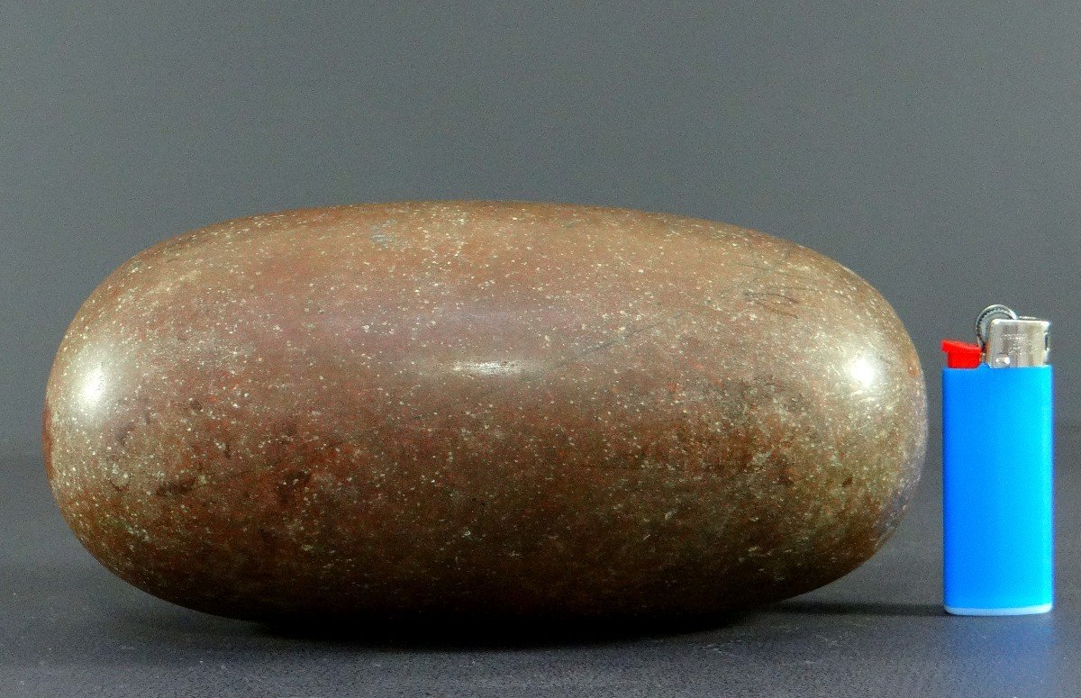 Inde, Début Du XXème Siècle, Pierre Brune De Shiva Lingam De Forme Ovale,  Parfaitement Polie.-photo-6