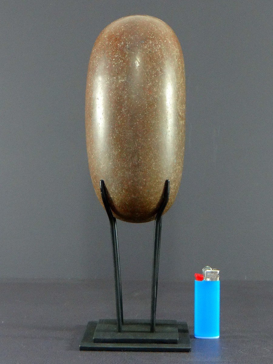 Inde, Début Du XXème Siècle, Pierre Brune De Shiva Lingam De Forme Ovale,  Parfaitement Polie.-photo-7