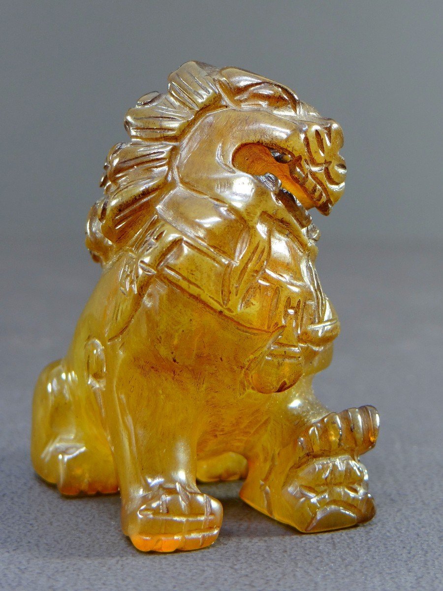 China, Mid-20th Century, Pair Of Fo Dogs In Hard Stone In The Spirit Of Agate.-photo-2