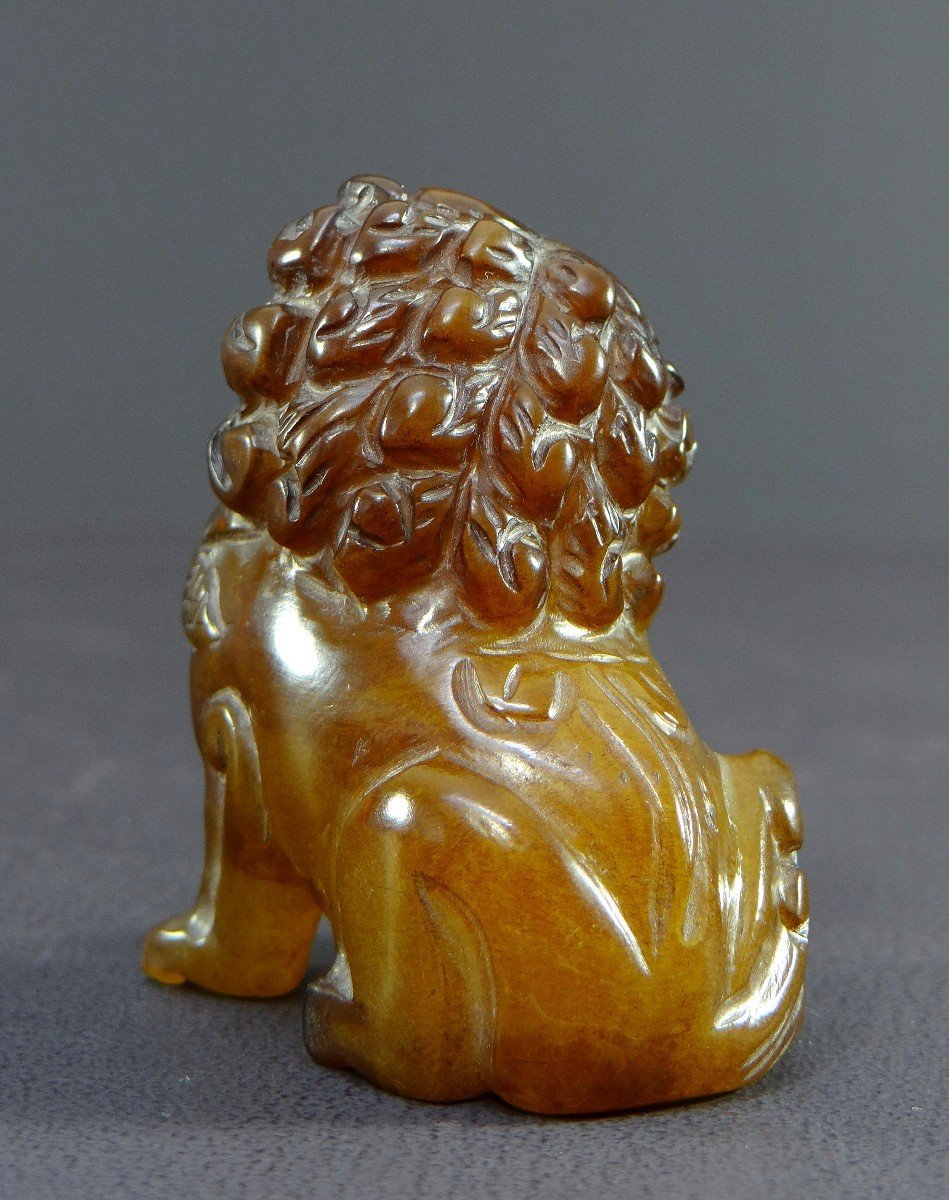 China, Mid-20th Century, Pair Of Fo Dogs In Hard Stone In The Spirit Of Agate.-photo-6