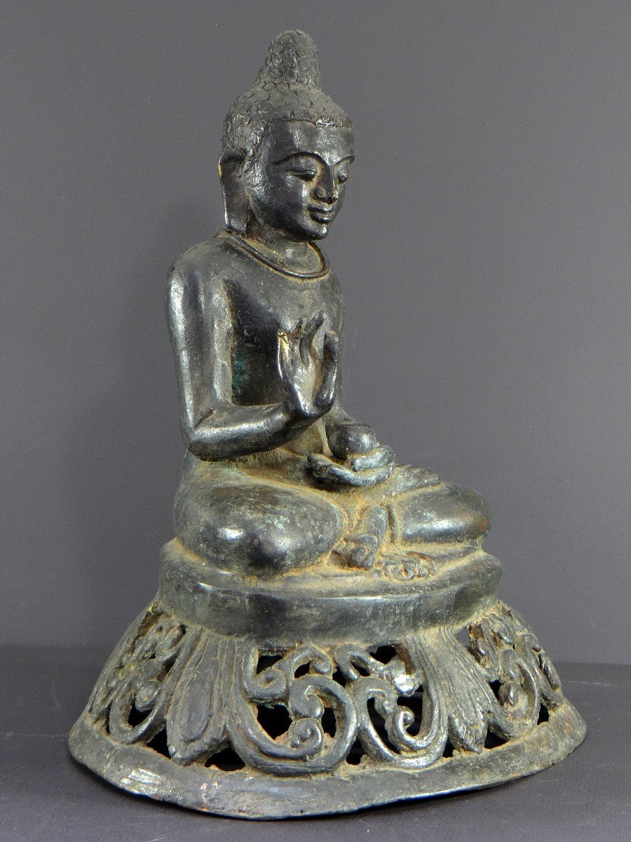 Burma, Kingdom Of Mandalay, Second Half Of The 19th Century, Bronze Buddha Statue.-photo-2