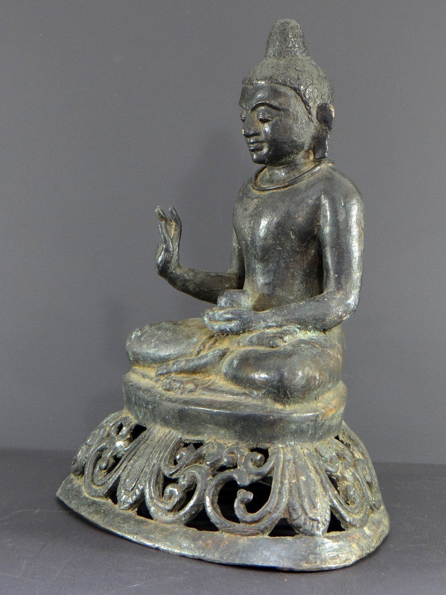 Burma, Kingdom Of Mandalay, Second Half Of The 19th Century, Bronze Buddha Statue.-photo-4