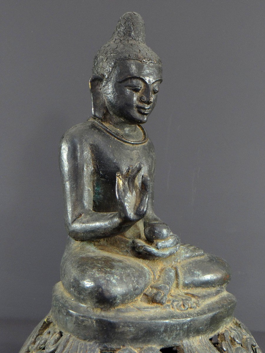 Burma, Kingdom Of Mandalay, Second Half Of The 19th Century, Bronze Buddha Statue.-photo-4