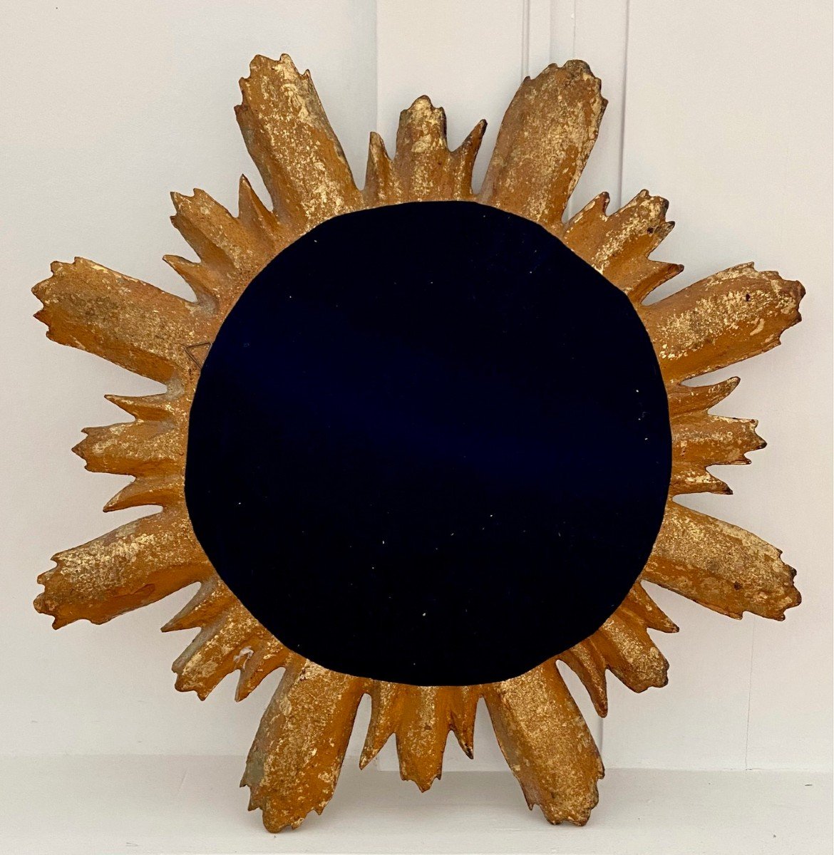 Miroir Soleil En Bois Doré Datant Des Années 1950-1960 Au Design Typique De Cette Période.-photo-4