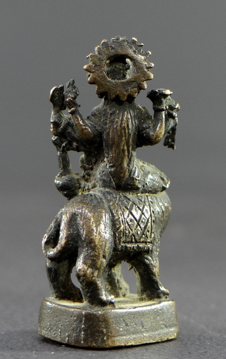   India, 19th Century, Rare Miniature Statue Of The Hindu Goddess Durga, In Ceremonial Attire.-photo-2