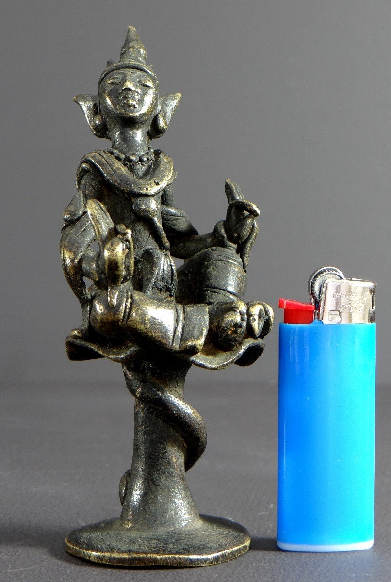 Burma, 19th Century, Statuette Of Nat (nak) Meditative State In Bronze. -photo-8