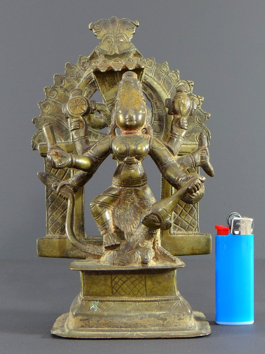 India, 17th Century Or Earlier, Bronze Group Representing The Goddess Durga.-photo-7