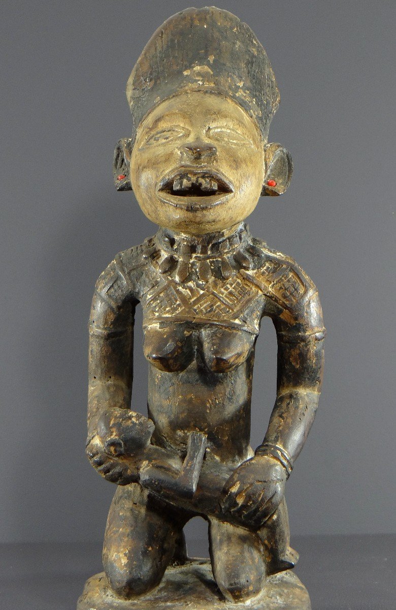 Democratic Republic Of Congo, Yombe People, Carved Wooden Sculpture, 20th Century.-photo-3