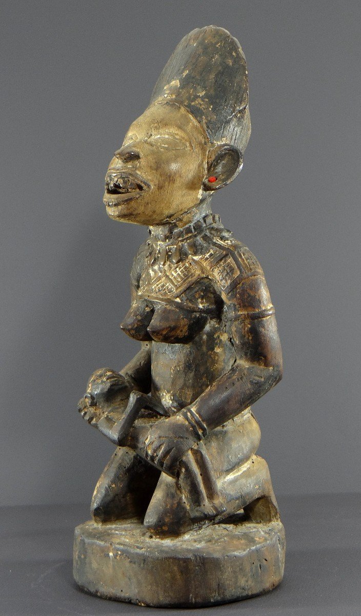 République Démocratique Du Congo, Peuple Yombe, Sculpture En Bois Sculpté, XXème Siècle.-photo-3