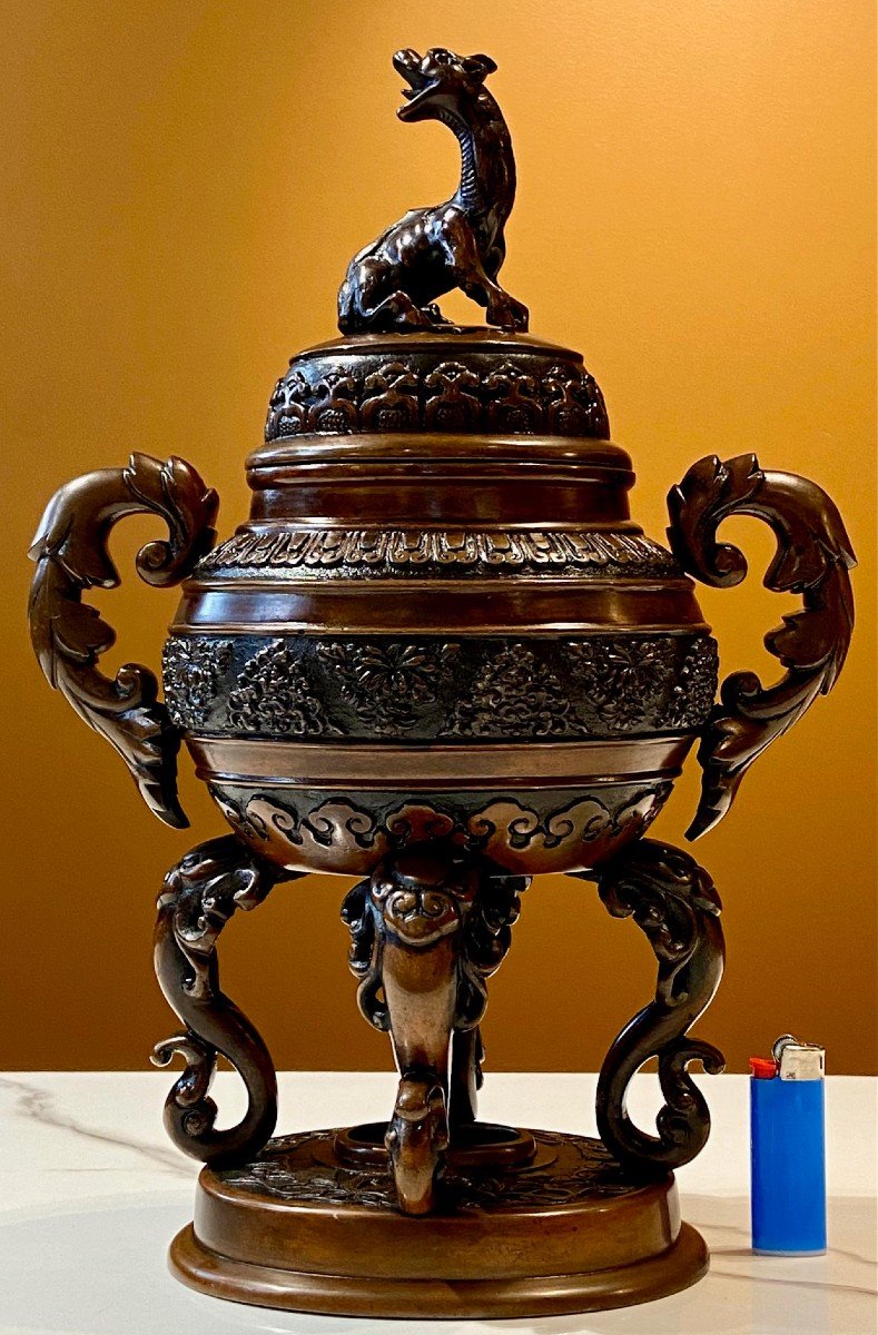 China, First Third Of The 20th Century, Bronze Perfume Burner. -photo-8