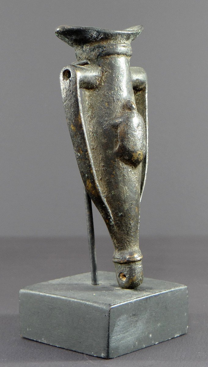 Burkina Faso, Lobi People, 1950s, Bronze Bulb Whistle Decorated With A Turtle. -photo-2