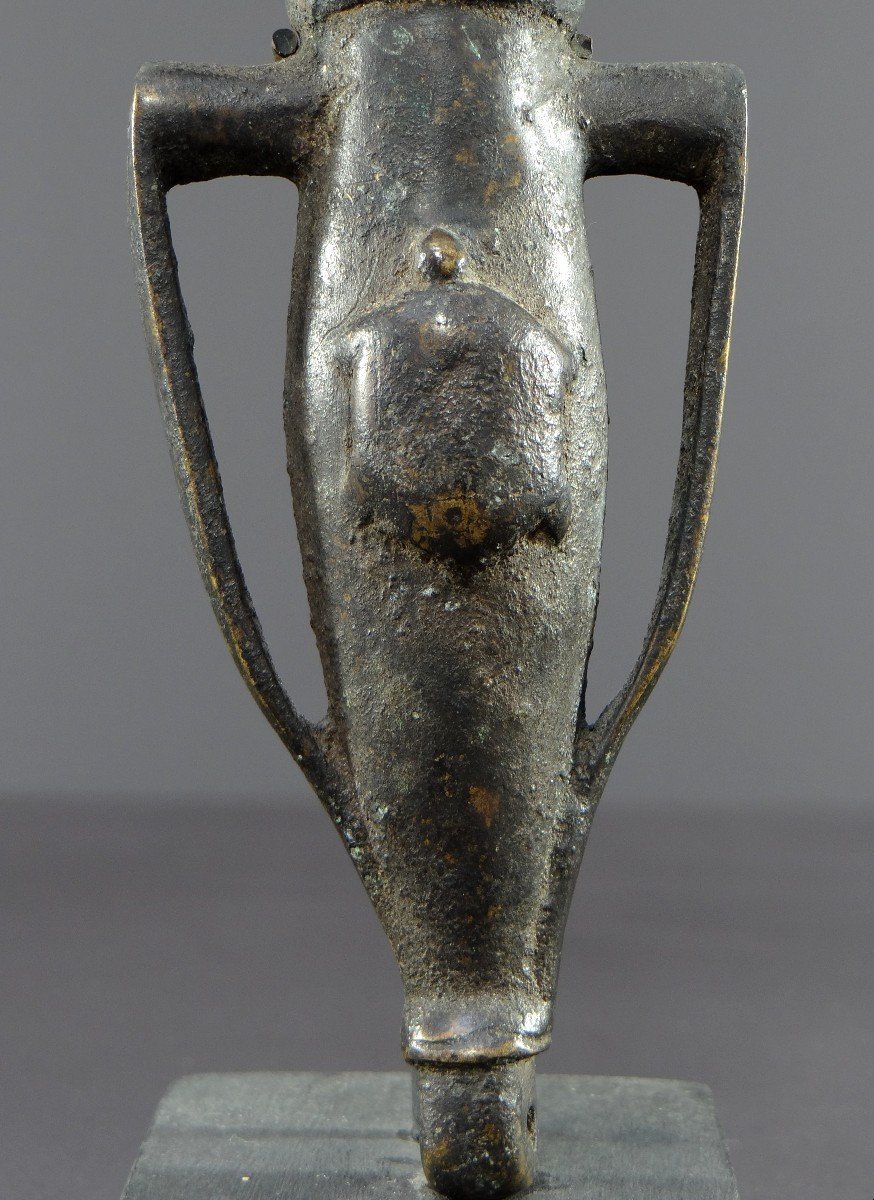 Burkina Faso, Lobi People, 1950s, Bronze Bulb Whistle Decorated With A Turtle. -photo-2